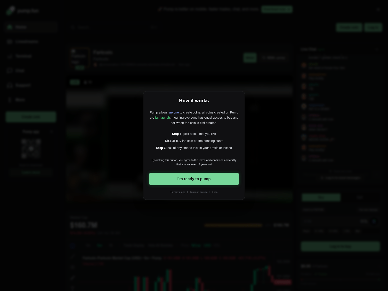Screenshot of creator-livepump.fun