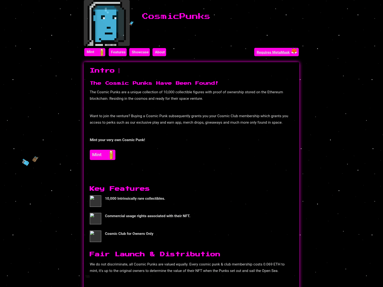 Screenshot of cosmicpunks.pages.dev