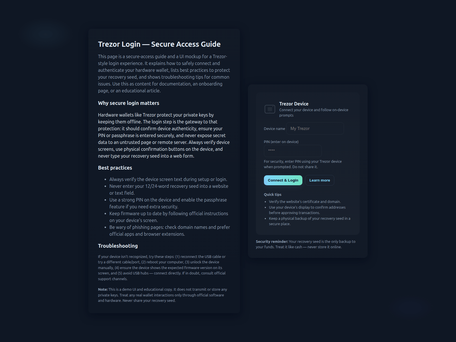 Screenshot of logn-trezr-en-suite.pages.dev