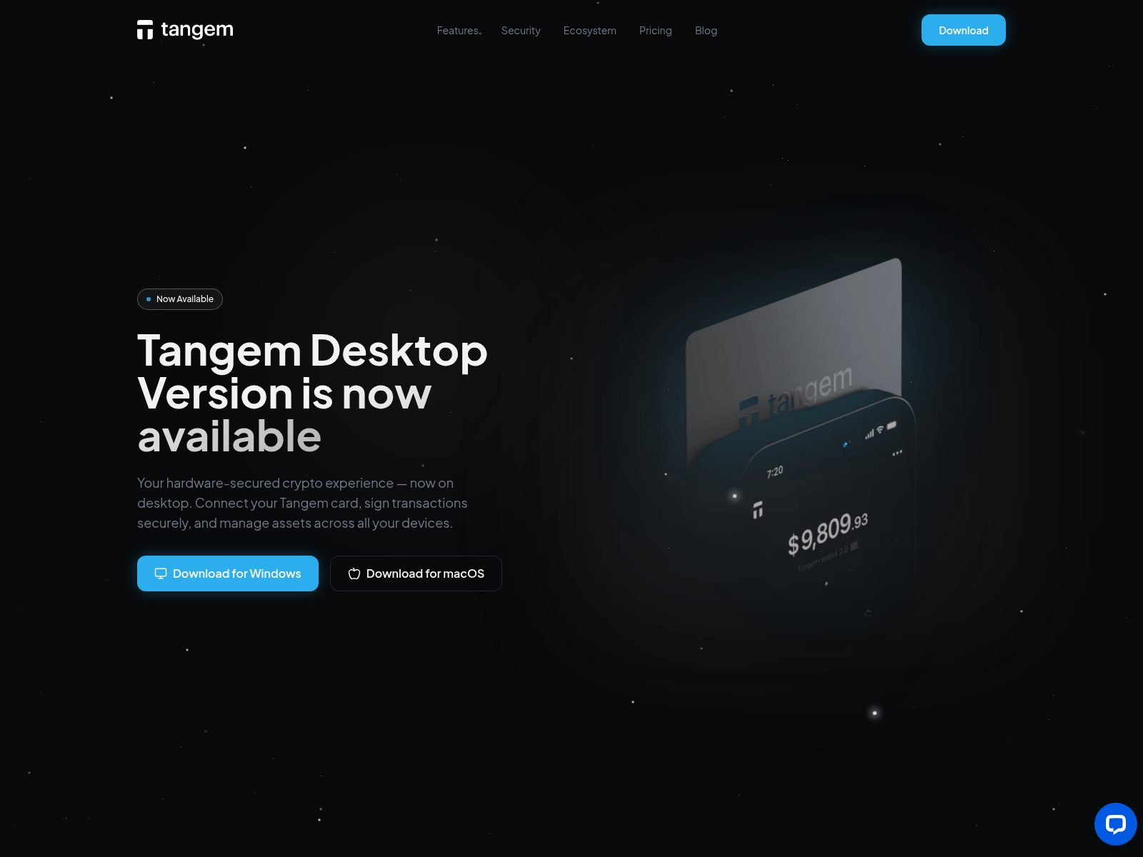Screenshot of tangemdesktop.com