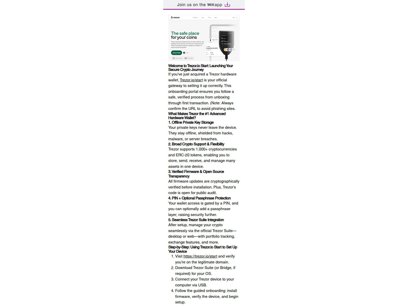 Screenshot of trezostartio.wixsite.com