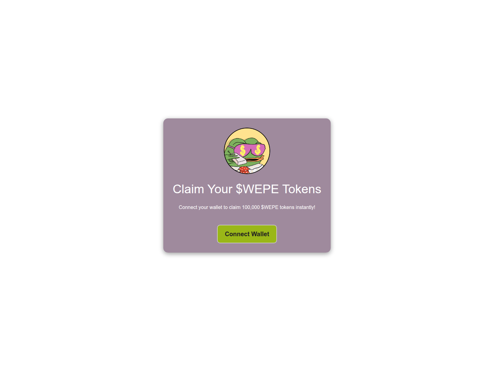 Screenshot of wepe-token-wallstreetpepe-gifts.pages.dev