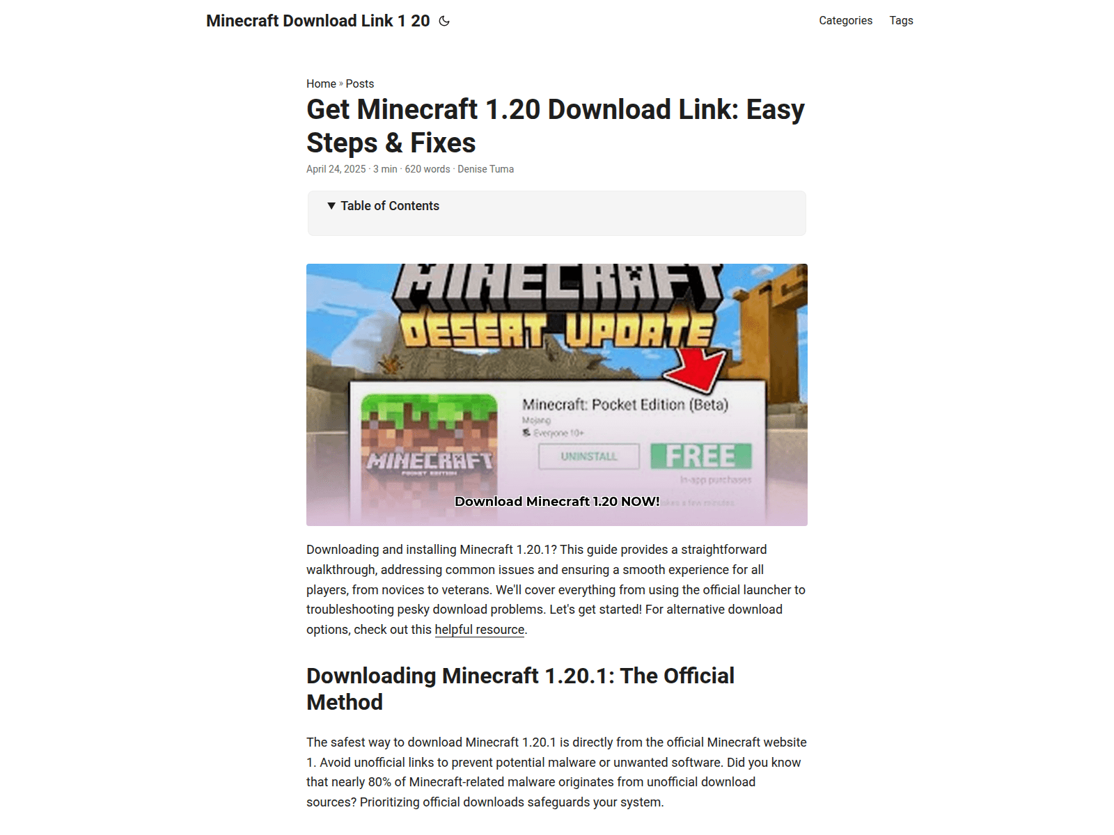 Screenshot of minecraft-download-link-1-20.pages.dev