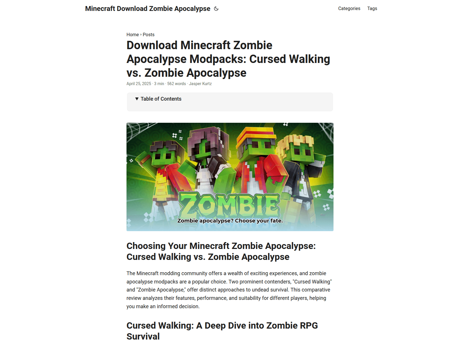 Screenshot of minecraft-download-zombie-apocalypse.pages.dev