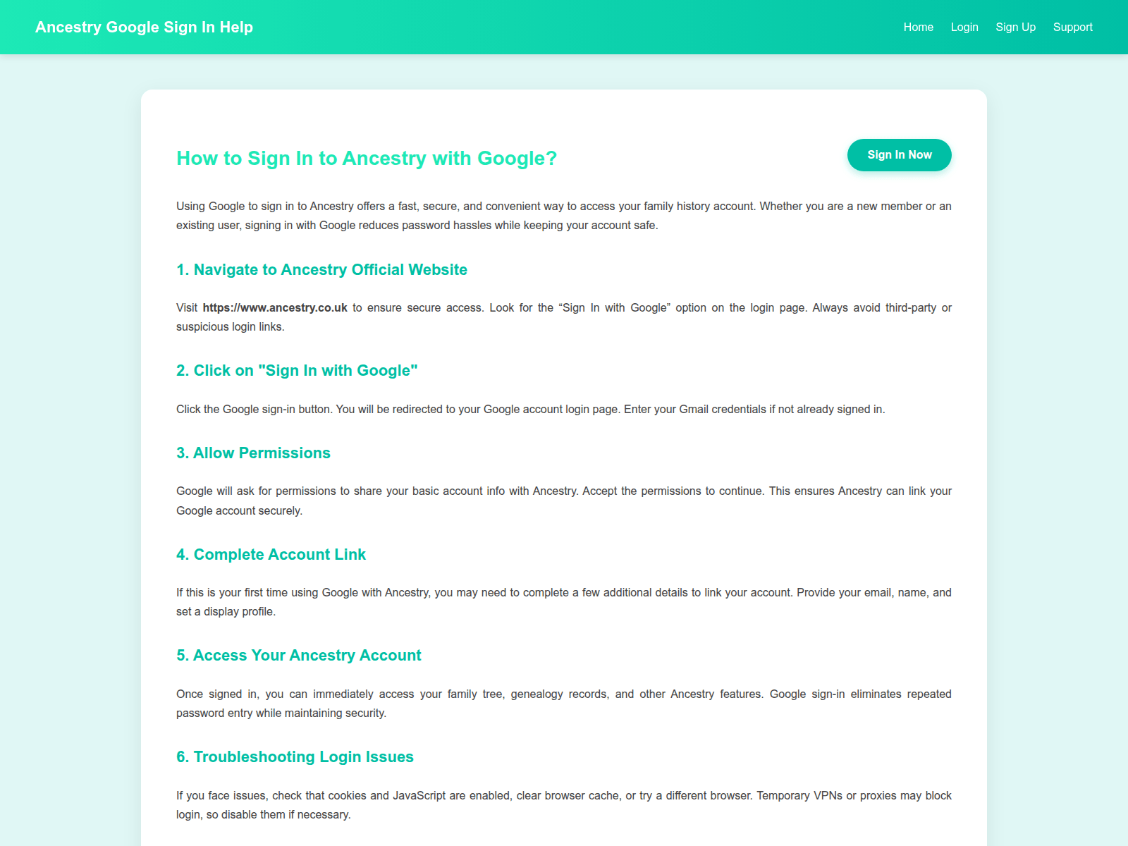 Screenshot of ancestry-sign-in-with-google.pages.dev