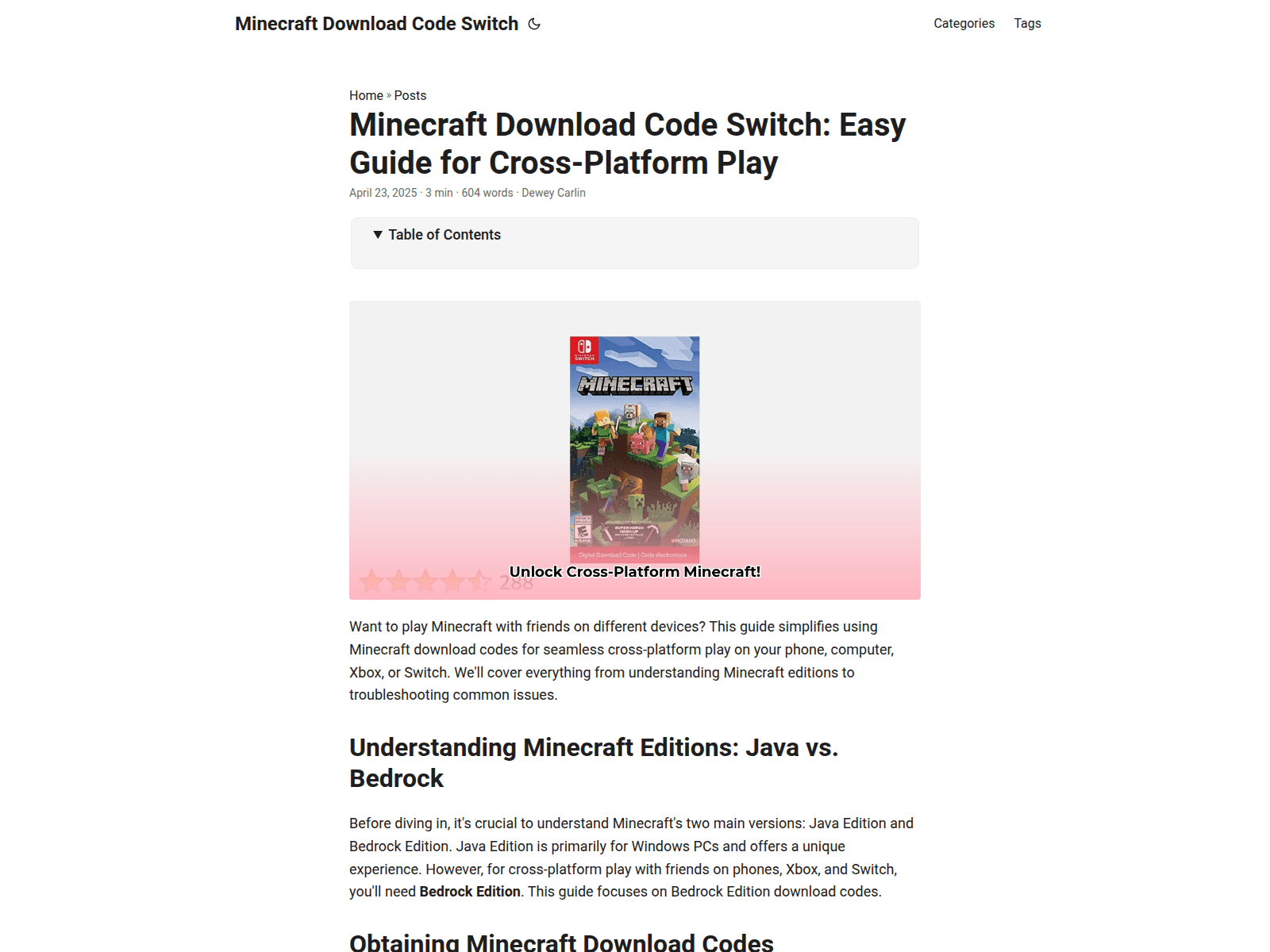 Screenshot of minecraft-download-code-switch.pages.dev