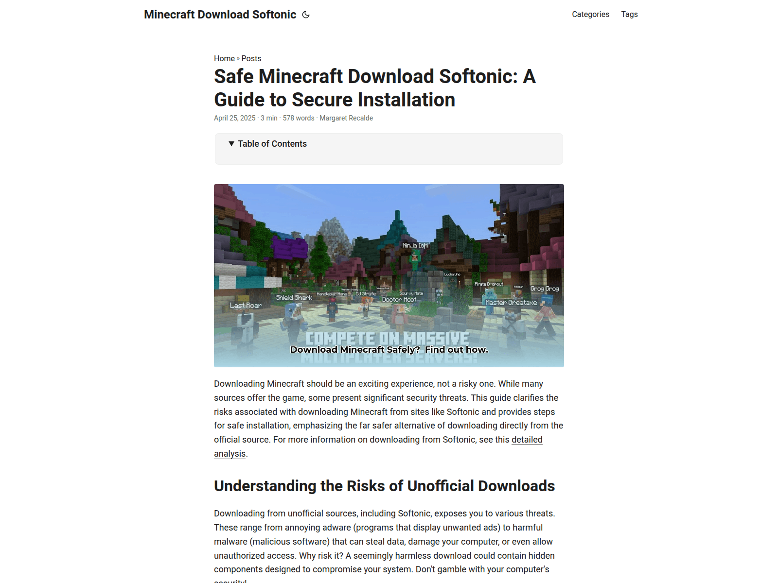 Screenshot of minecraft-download-softonic.pages.dev