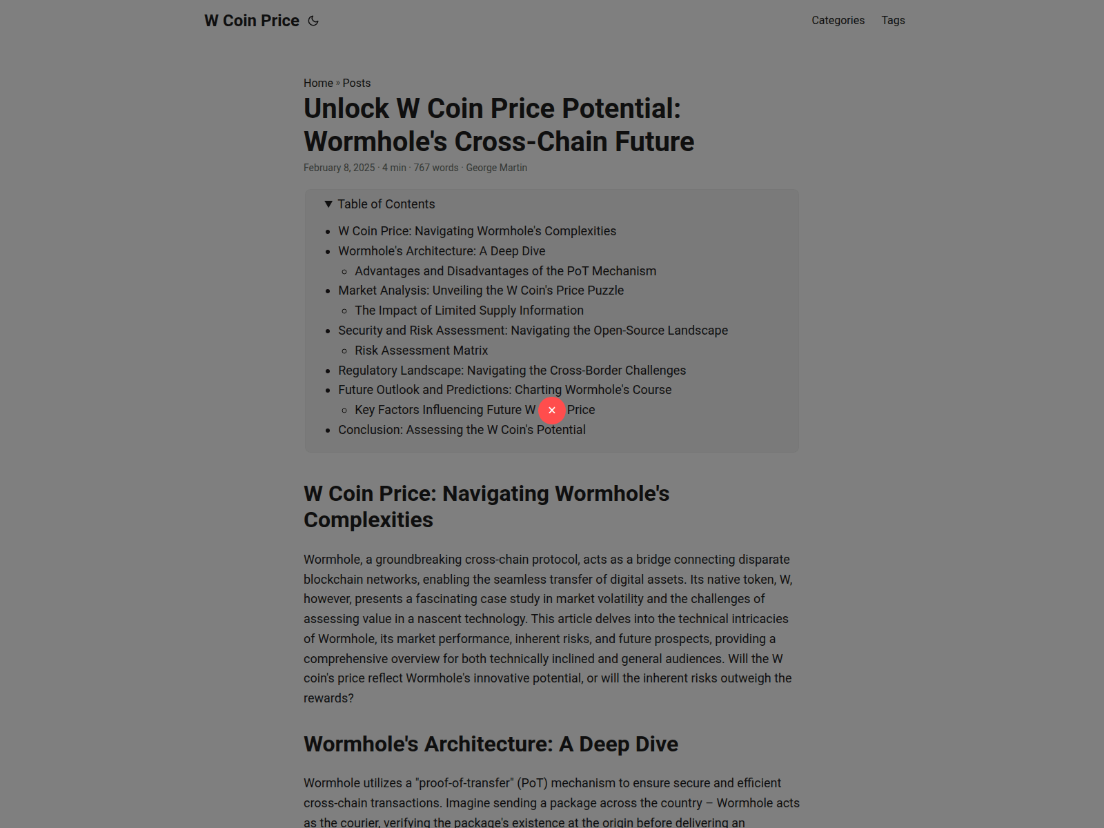 Screenshot of w-coin-price.pages.dev