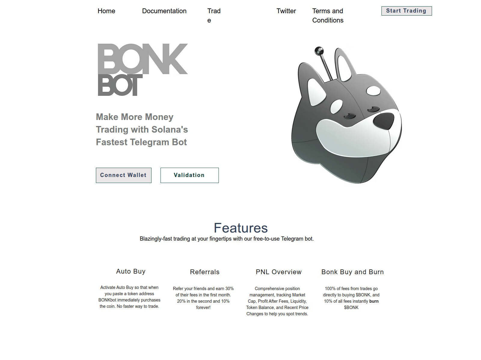 Screenshot of bonkbot-connect.pages.dev