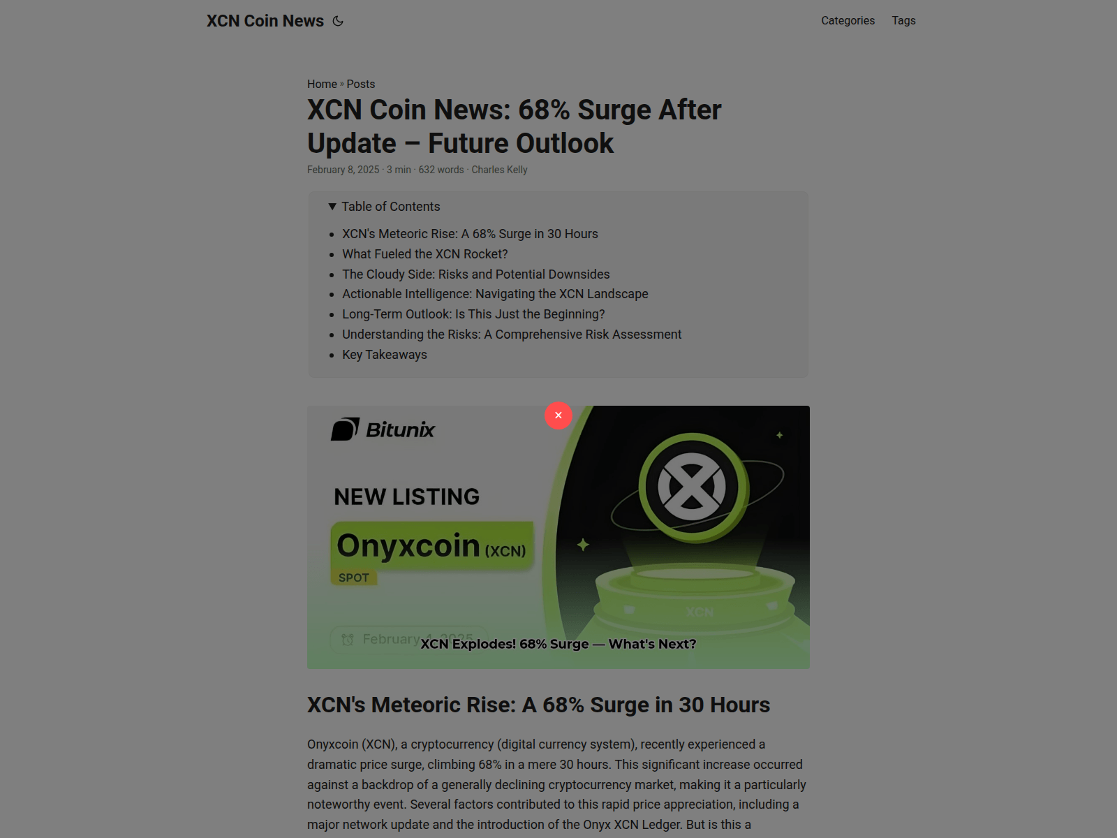 Screenshot of xcn-coin-news.pages.dev