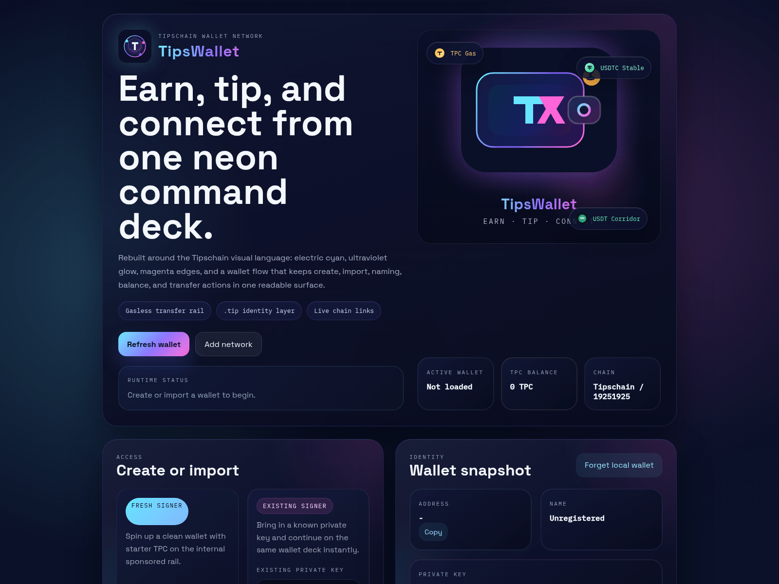Screenshot of wallet.tipschain.sbs