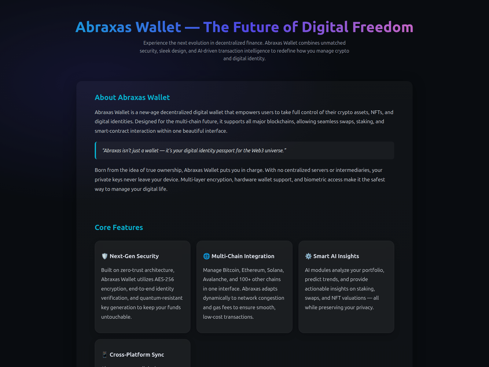 Screenshot of abrsx-wallet.pages.dev