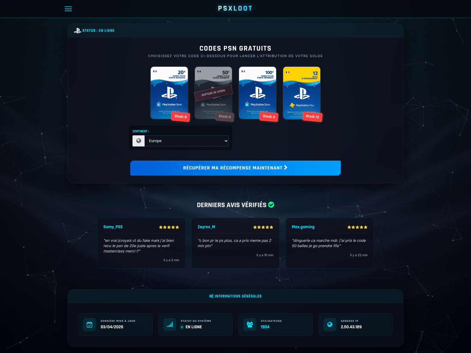 Screenshot of psxloot.net