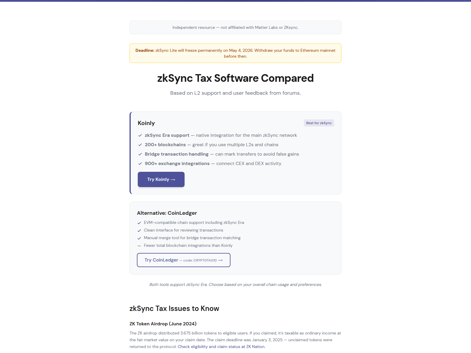 Screenshot of zksync-tax.pages.dev