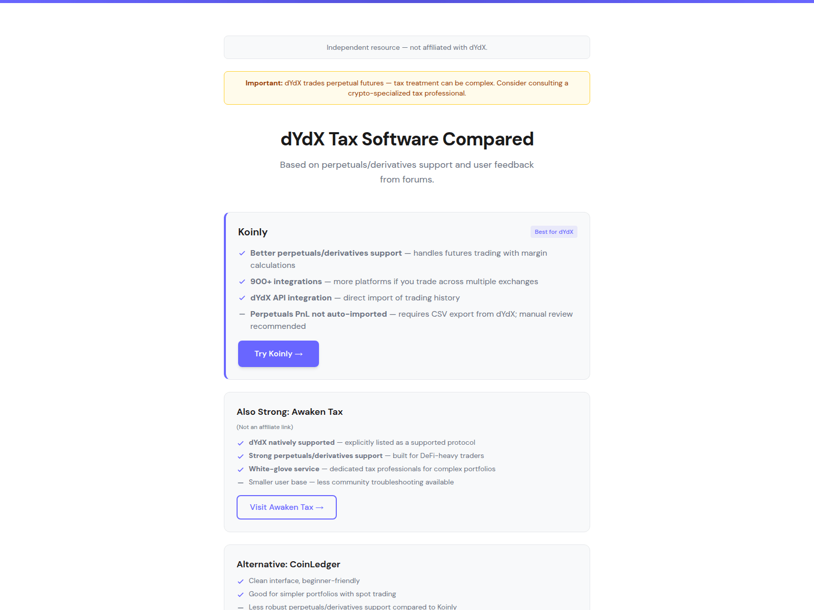 Screenshot of dydx-tax.pages.dev