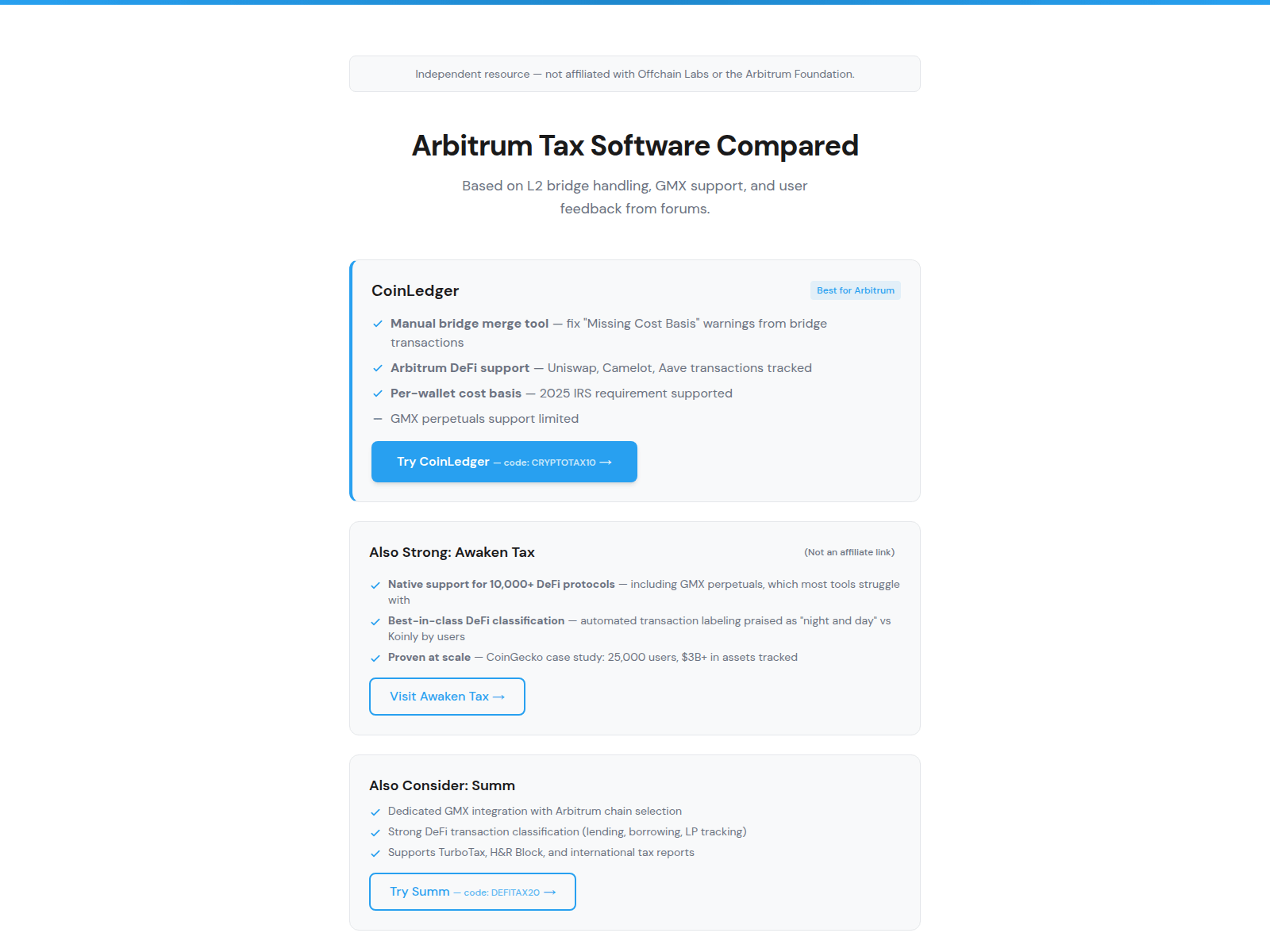 Screenshot of arbitrum-tax.pages.dev