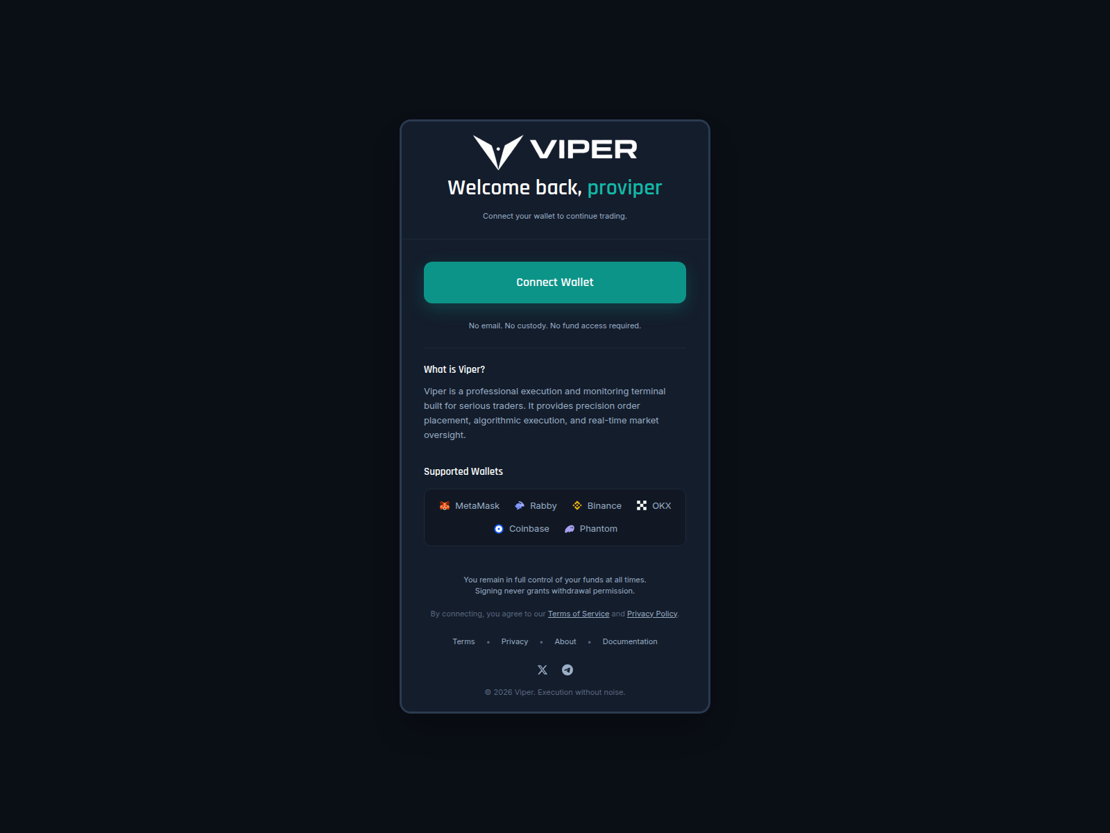 Screenshot of proviper.app.viperexecution.com