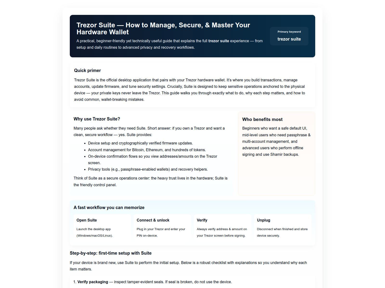 Screenshot of suit-trezr-hub.pages.dev