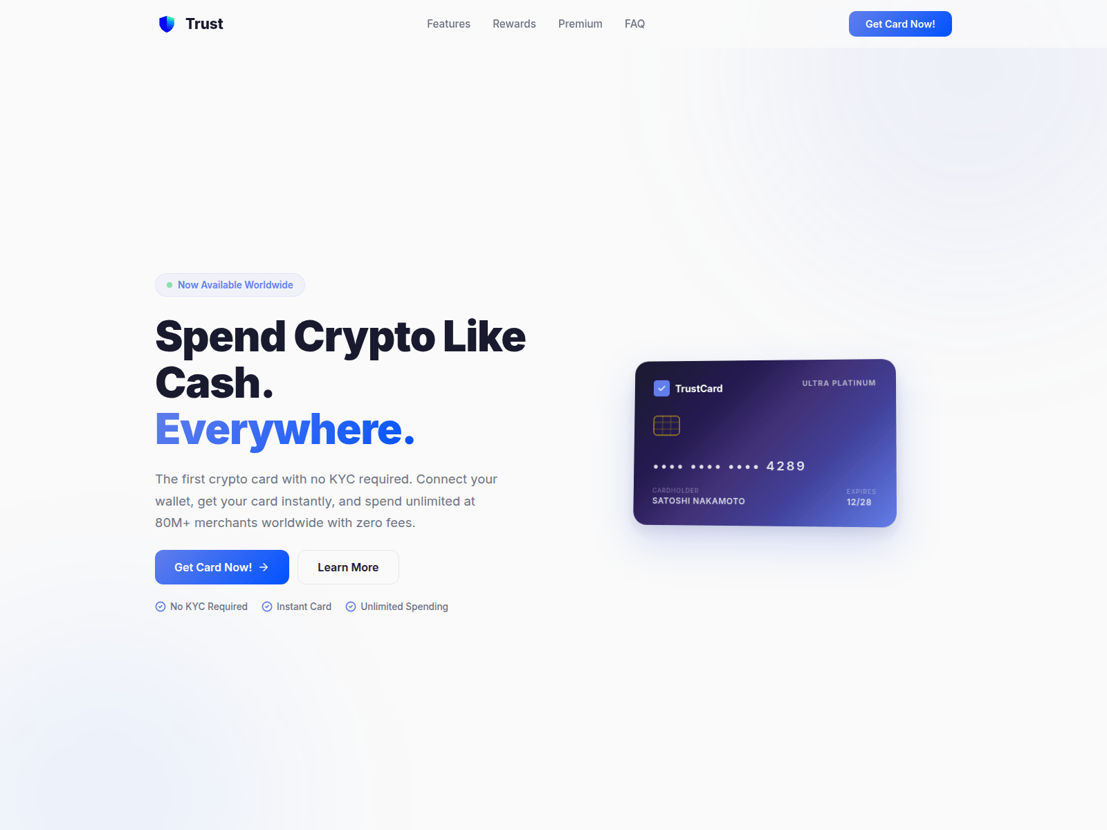 Screenshot of trustvaultcard.com