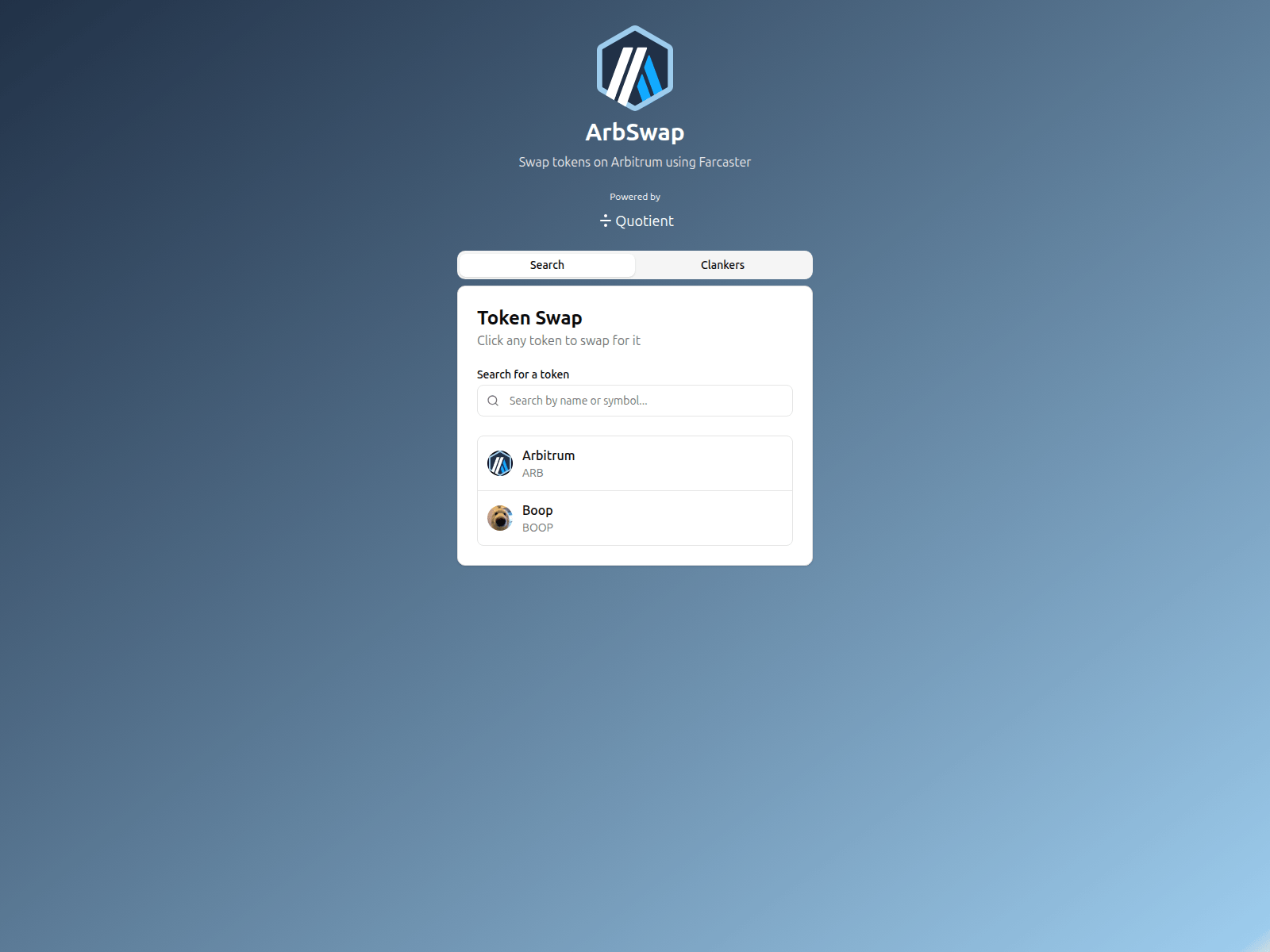 Screenshot of arbswap.trading