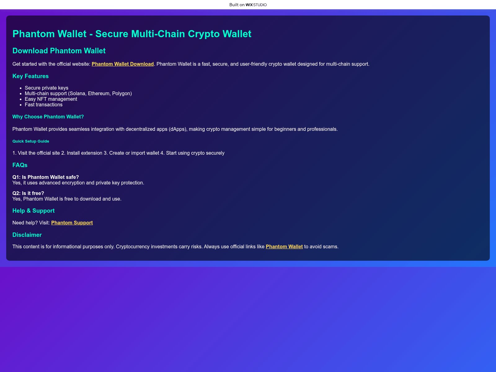 Screenshot of pphantom.wixstudio.com