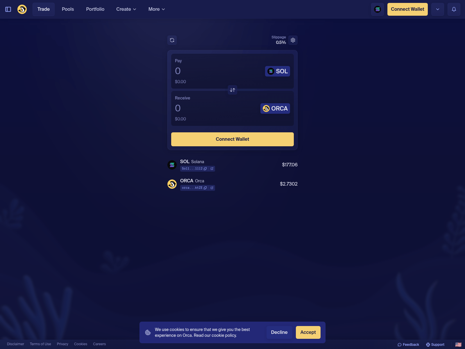 Screenshot of orcaswap.pages.dev