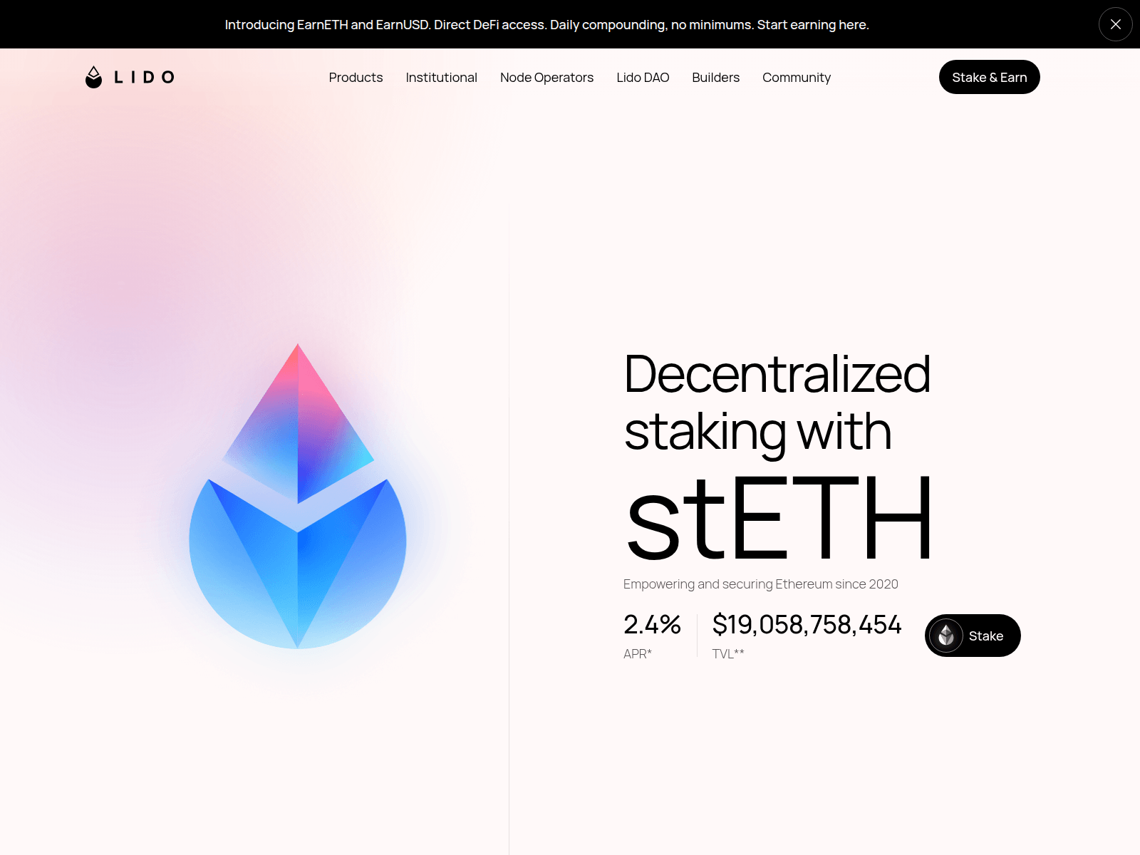 Screenshot of stethdao.net