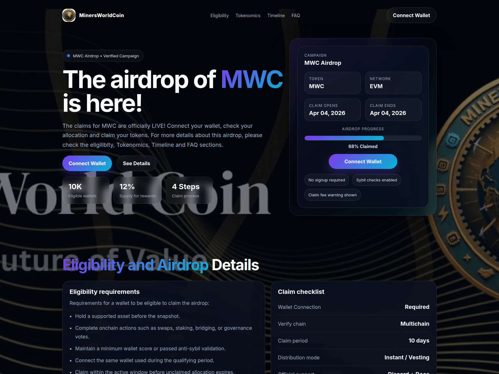 Screenshot of www.minersworldcoin.xyz