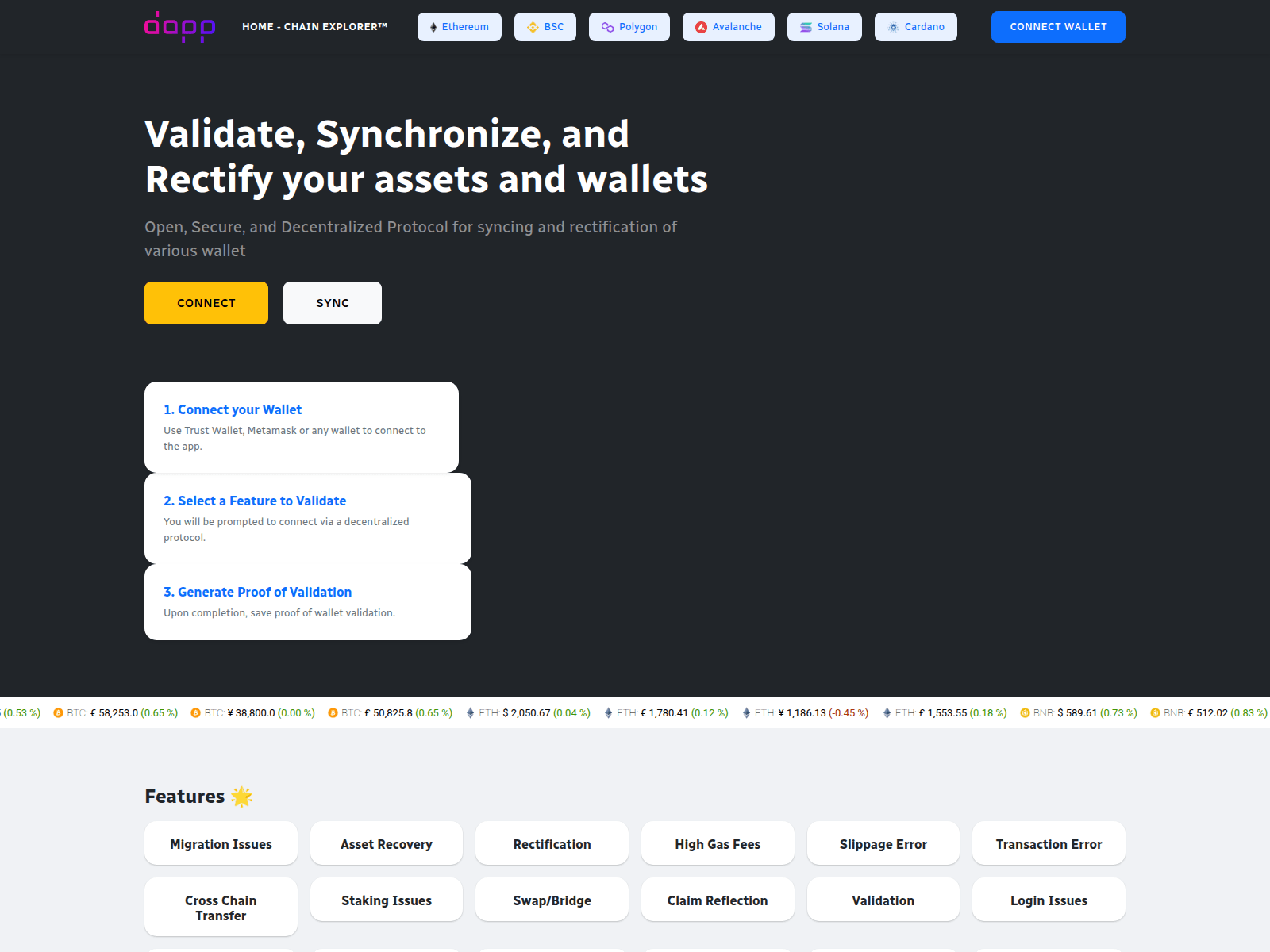 Screenshot of chainexplorers.pages.dev