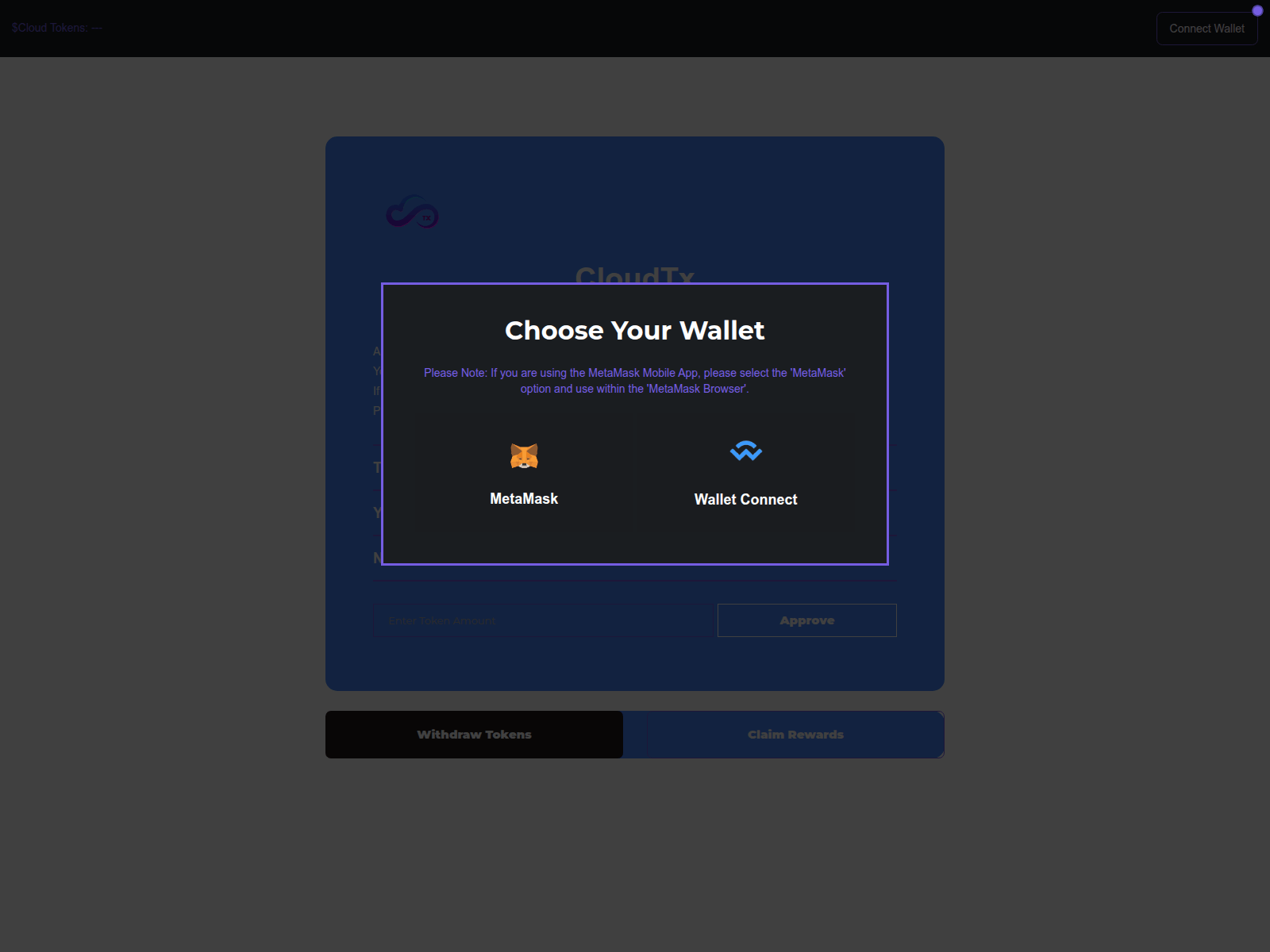 Screenshot of cloudtxstake.pages.dev
