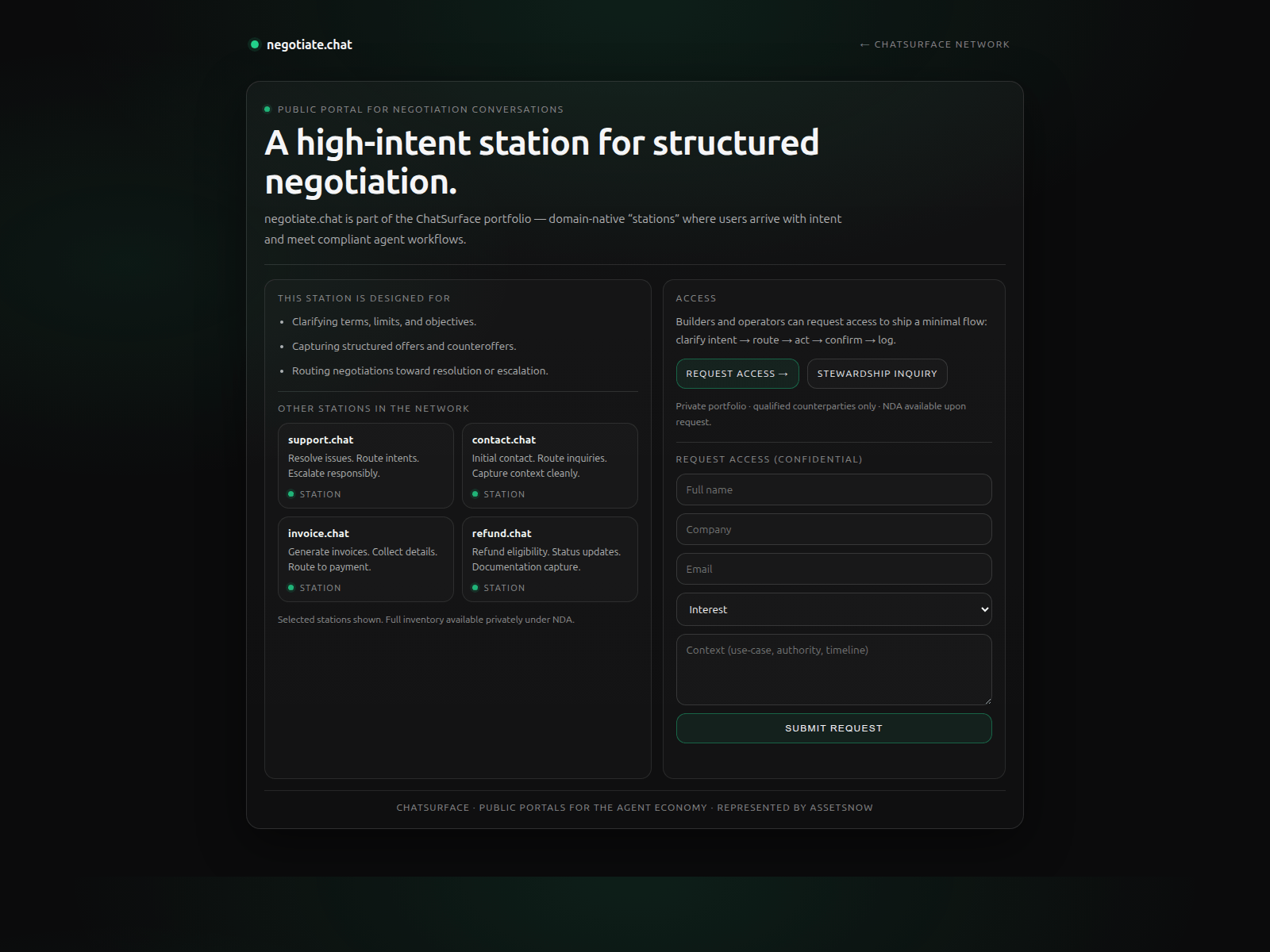 Screenshot of negotiate.chat