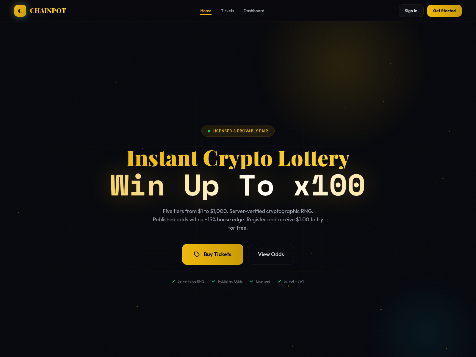 Screenshot of lotterycryptos.com