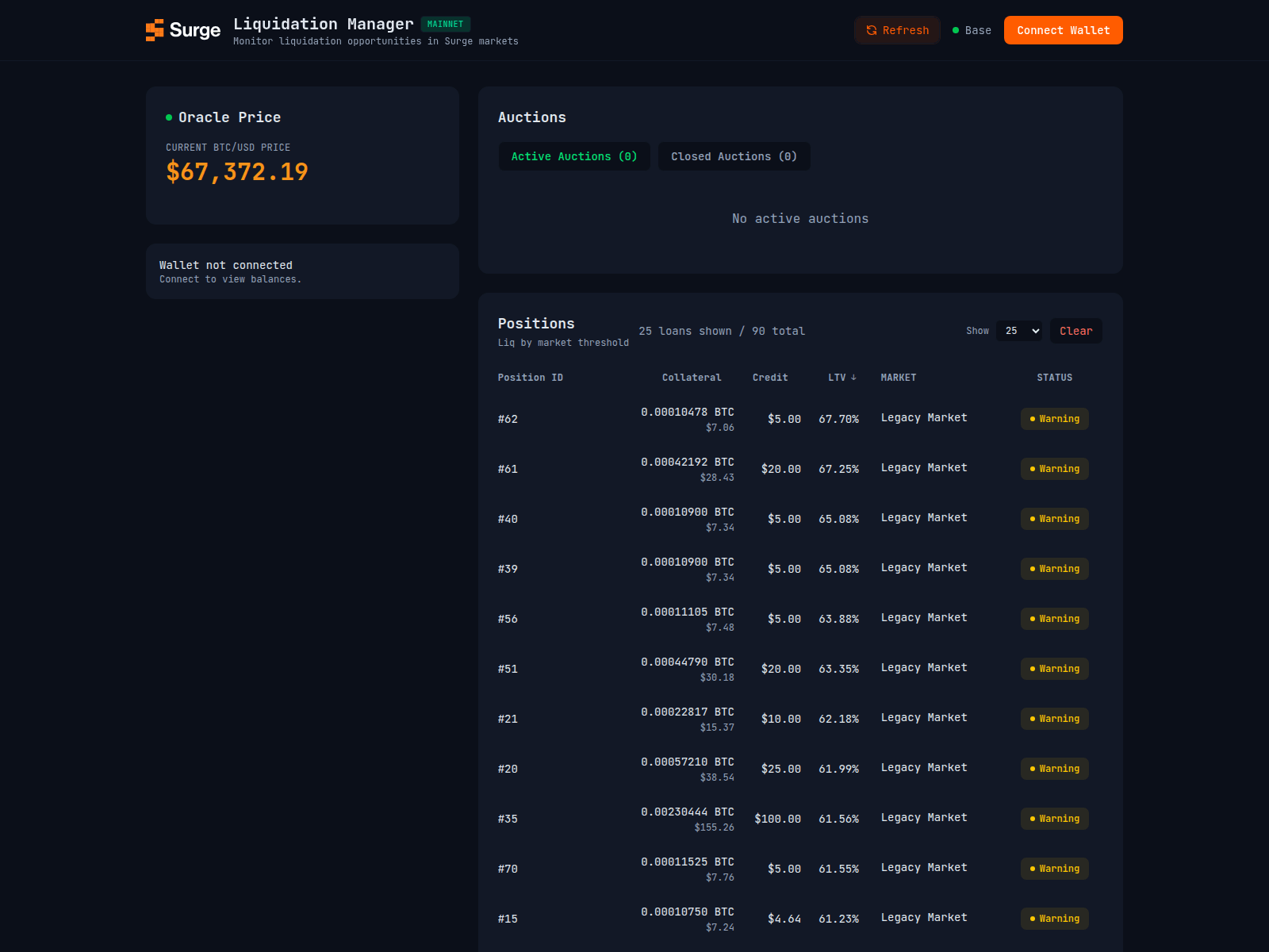 Screenshot of positions.surge.dev