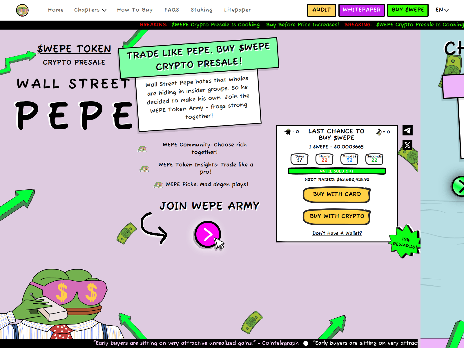 Screenshot of wallstreetpepe-ea2.pages.dev