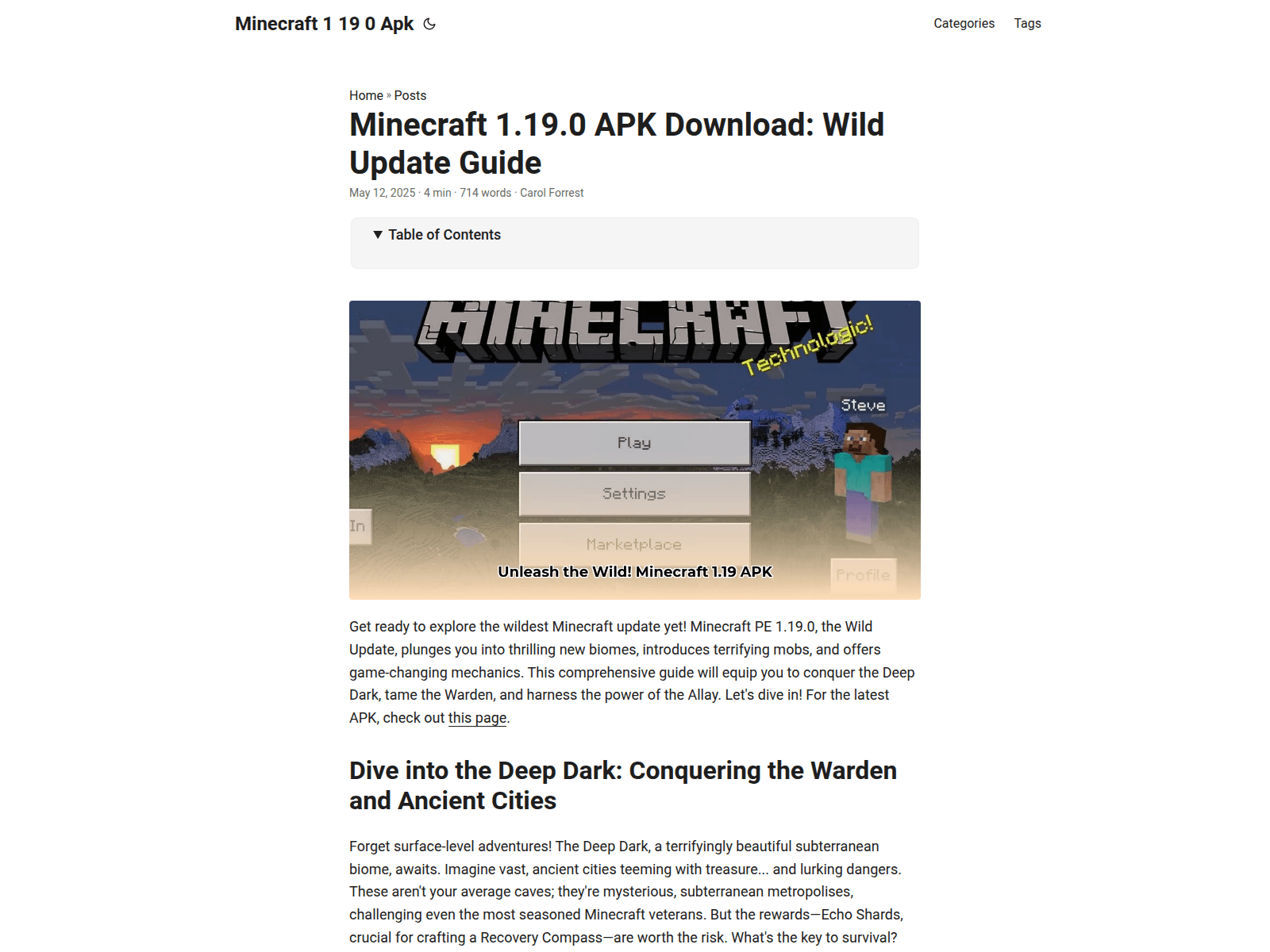 Screenshot of minecraft-1-19-0-apk.pages.dev