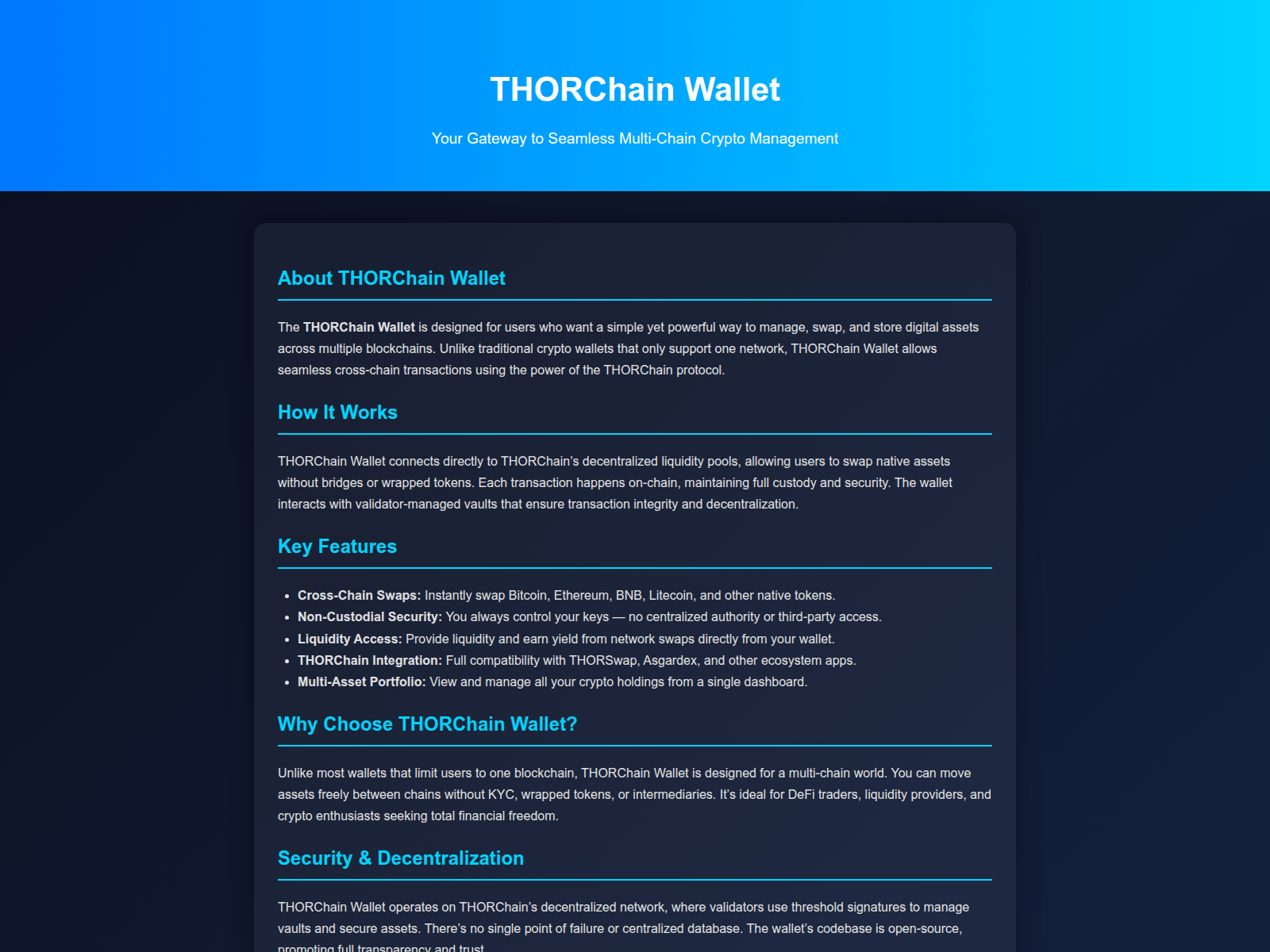 Screenshot of thorr-chain-wallet.pages.dev