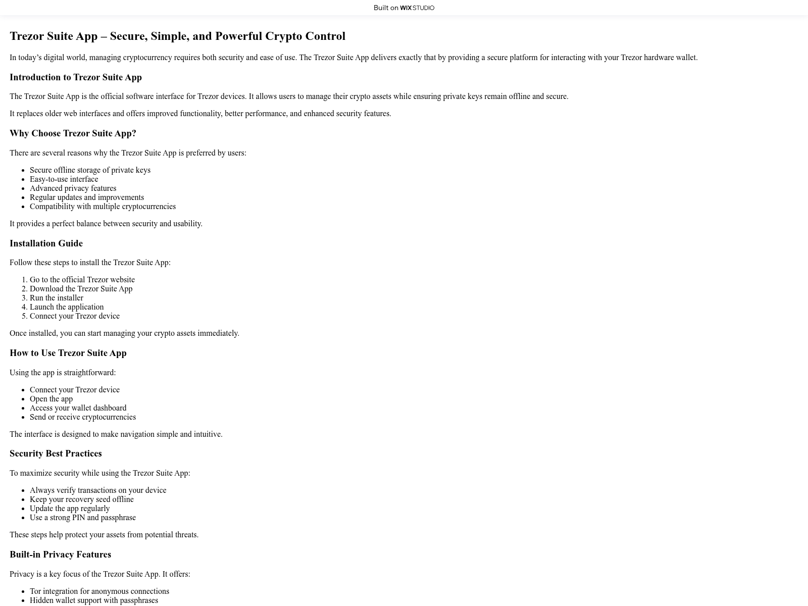 Screenshot of treziosuite.wixstudio.com