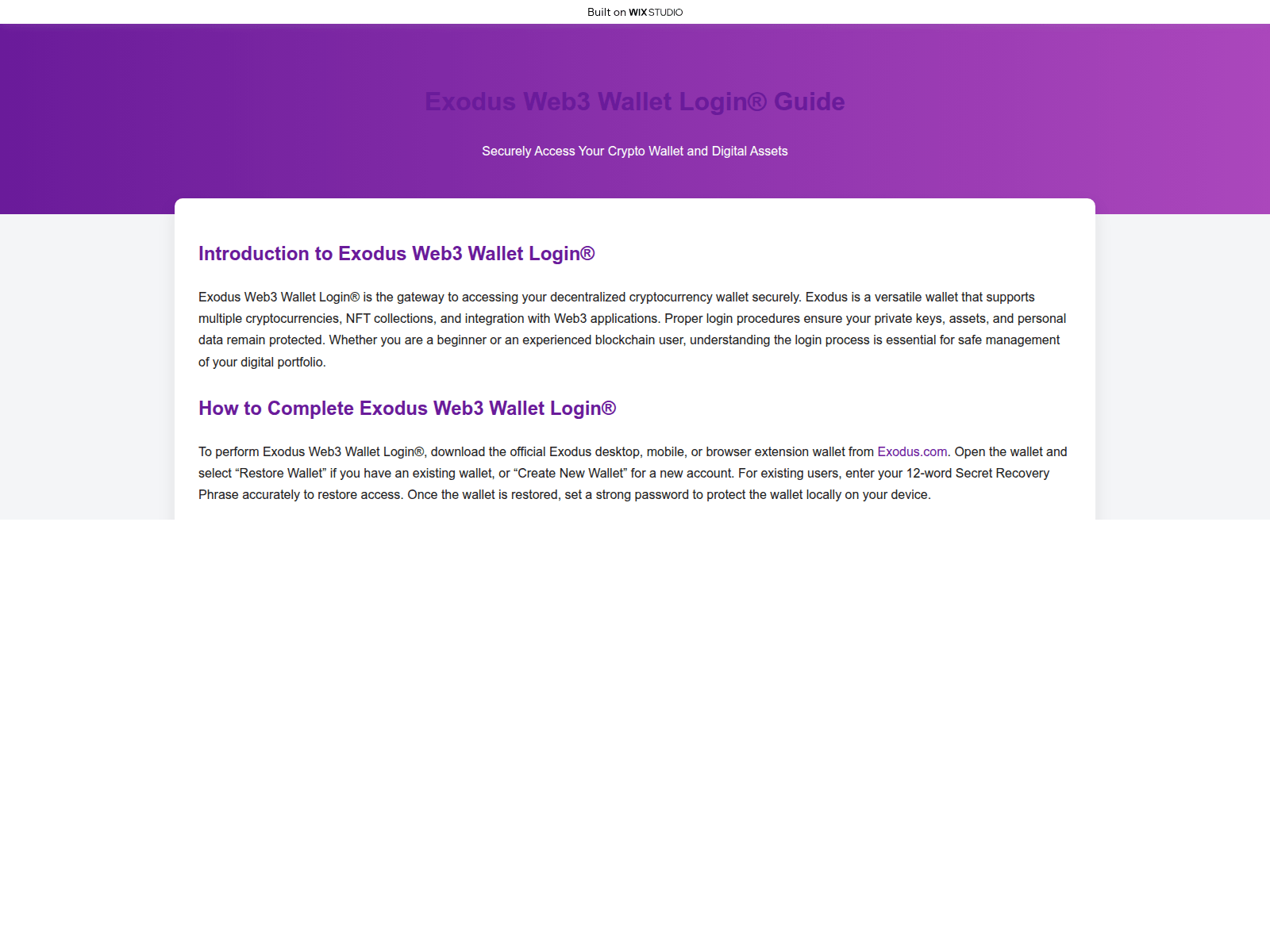Screenshot of enxodus.wixstudio.com