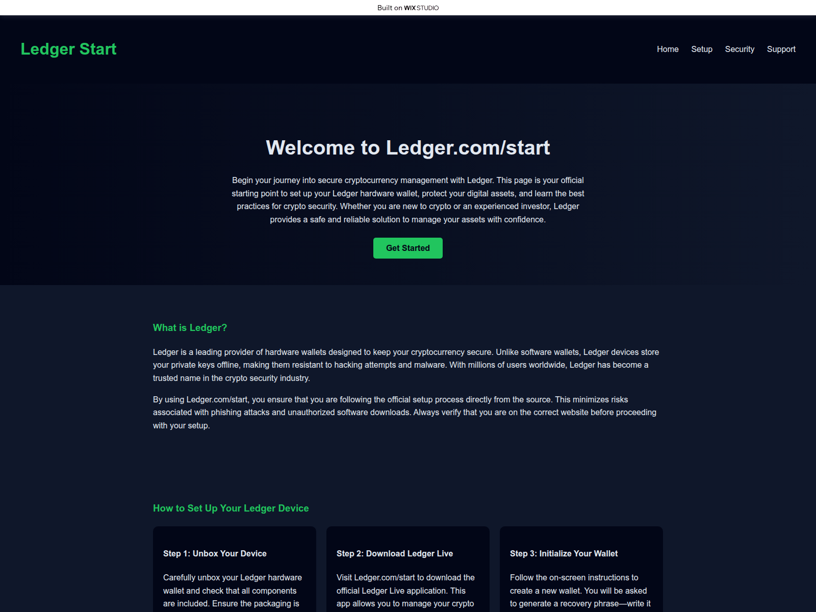 Screenshot of ledgro-appstart.wixstudio.com