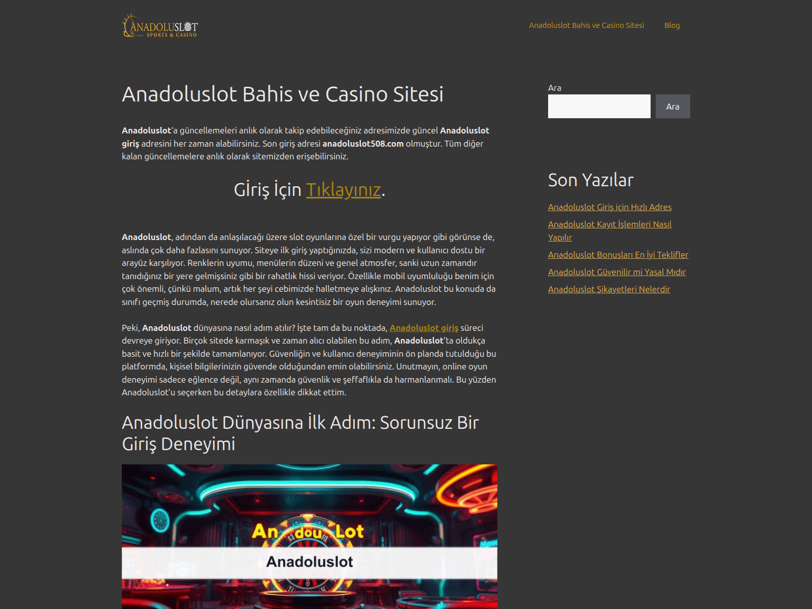 Screenshot of anadoluslot.com