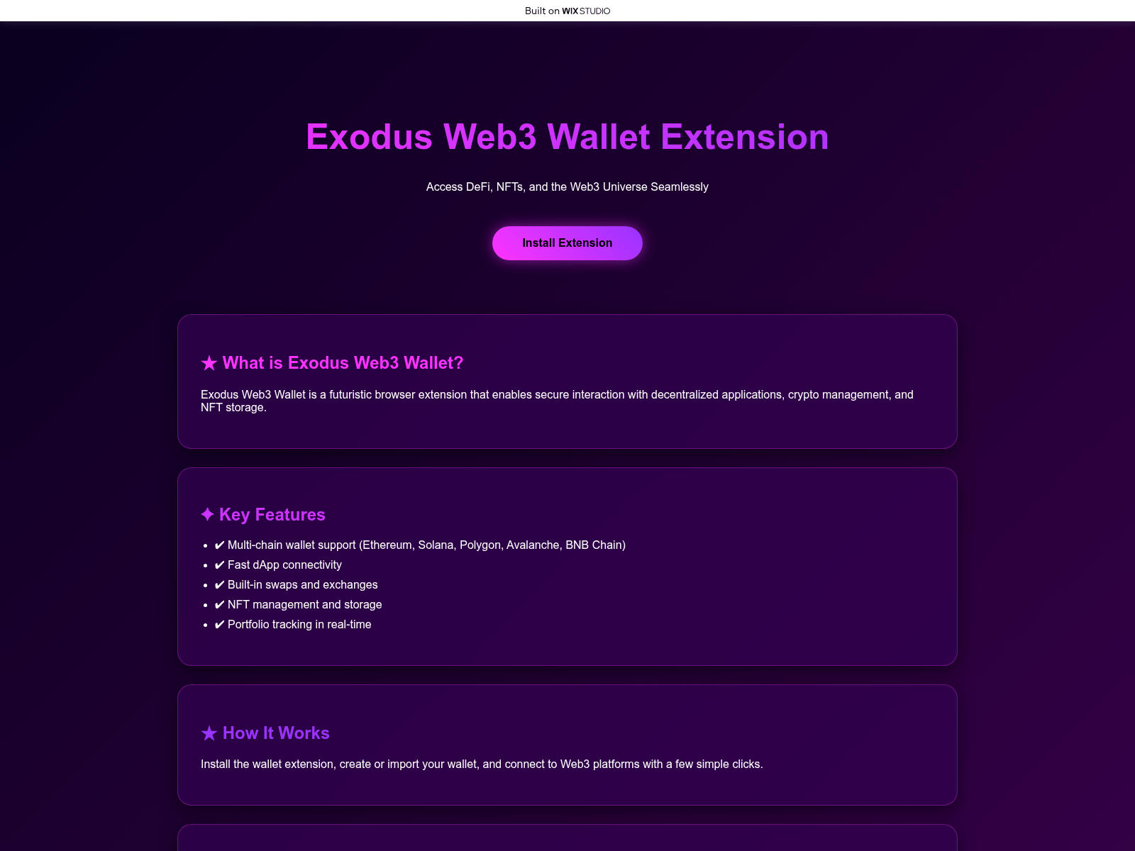 Screenshot of exedus-us.wixstudio.com