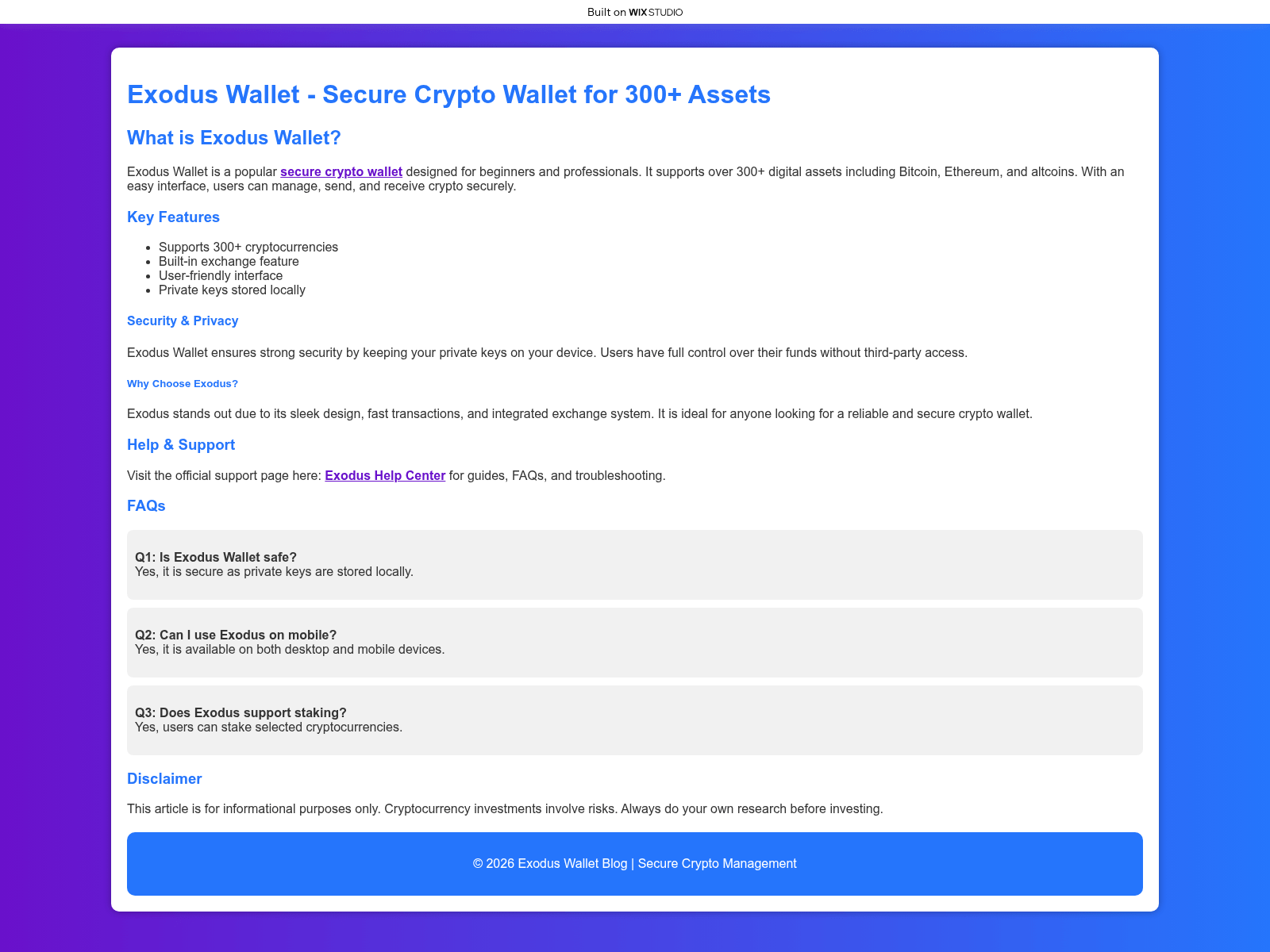 Screenshot of exod-us-org.wixstudio.com