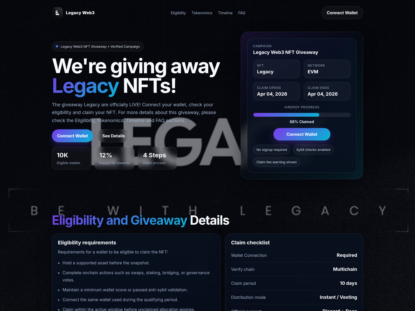 Screenshot of legacyweb3.xyz