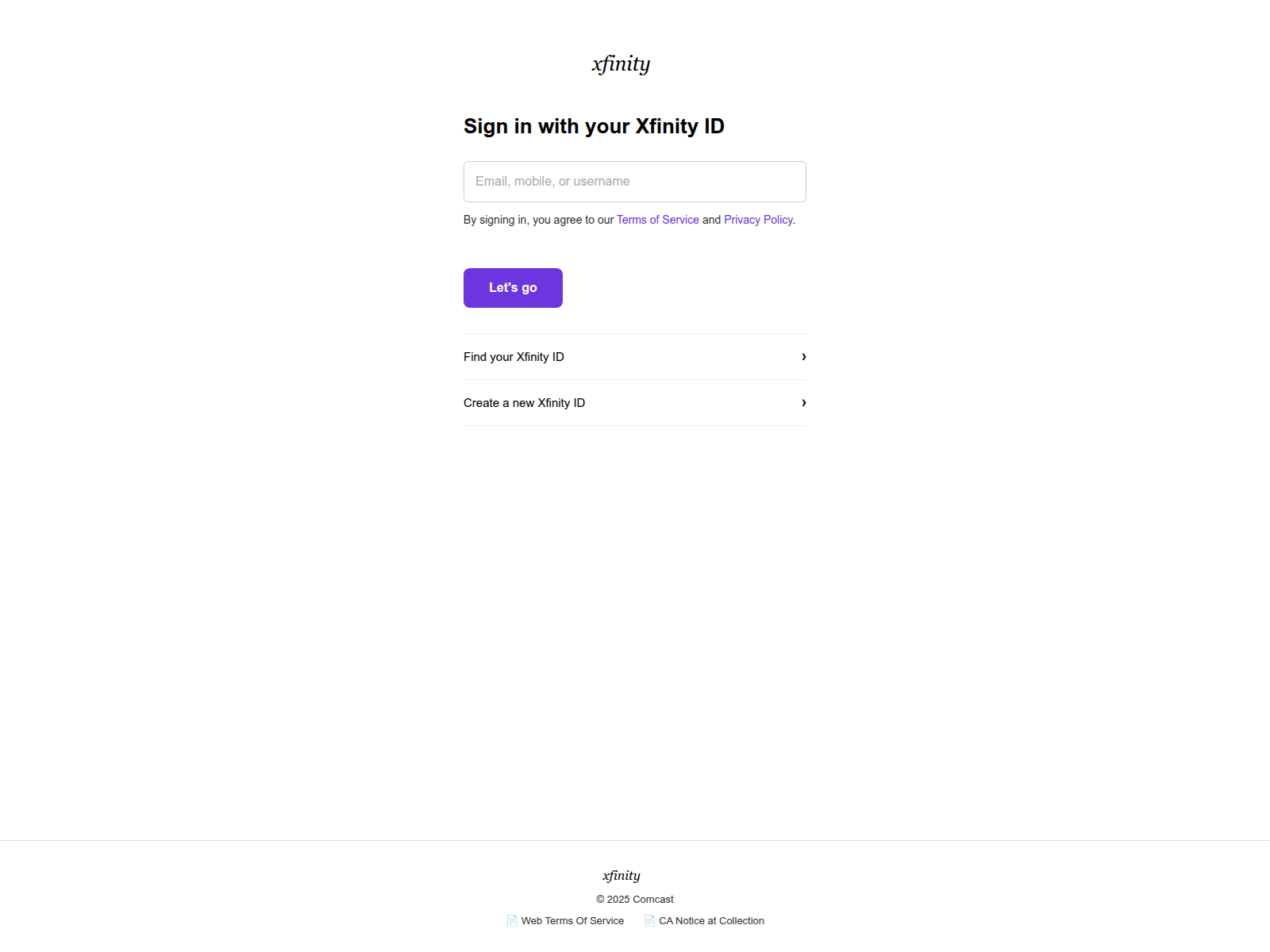 Screenshot of xfinitymain.vercel.app