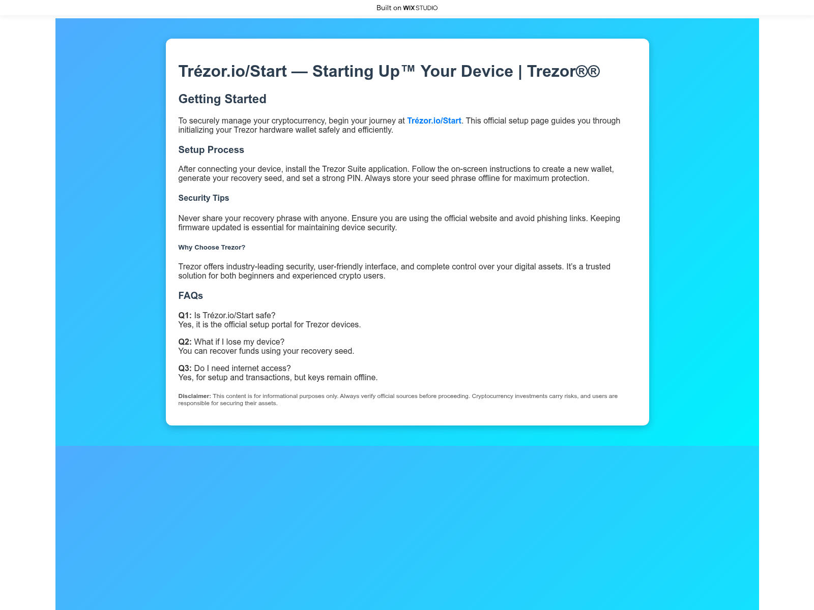 Screenshot of home-startediotrez.wixstudio.com
