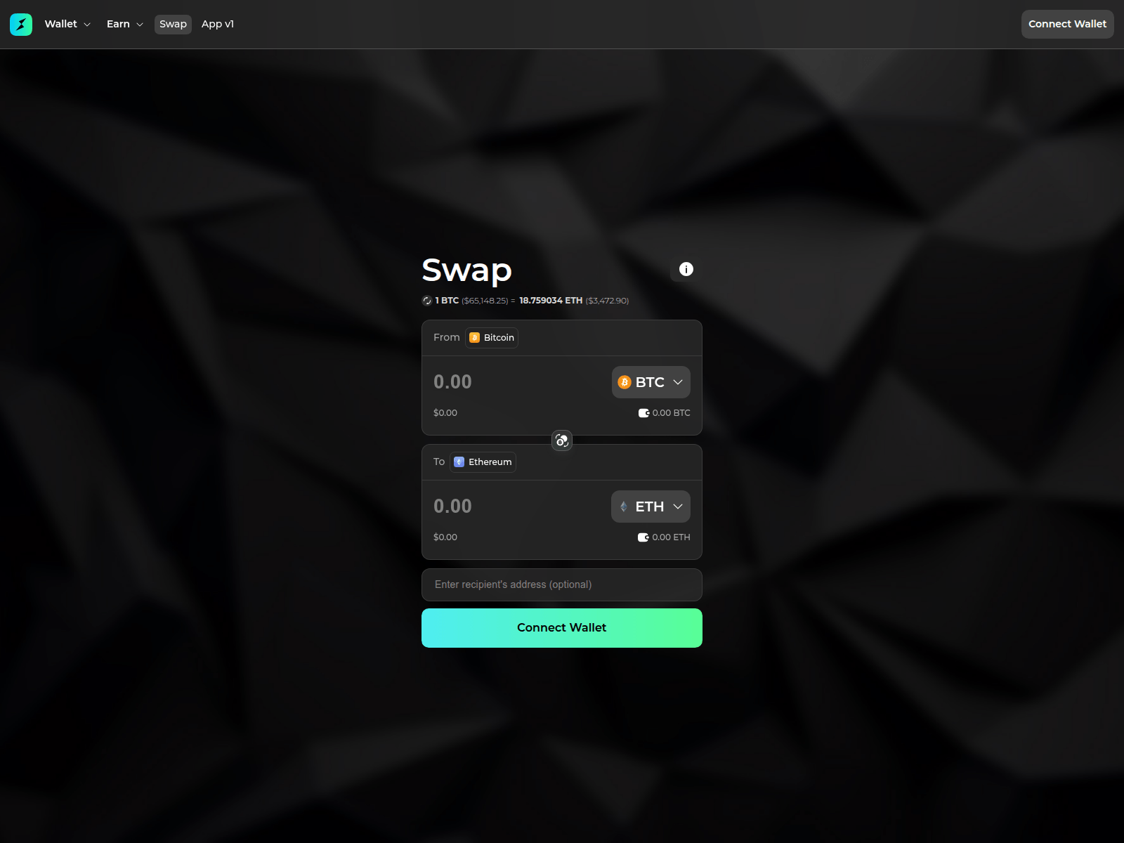 Screenshot of app2-thorwallet-swap.pages.dev