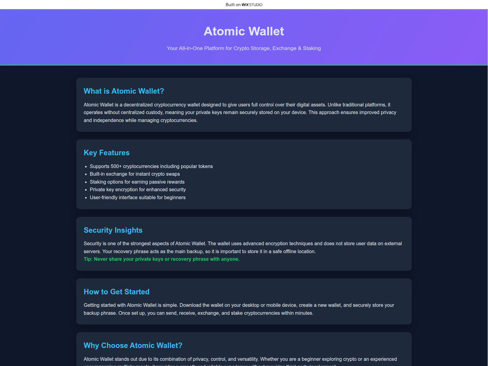 Screenshot of startedatomic.wixstudio.com