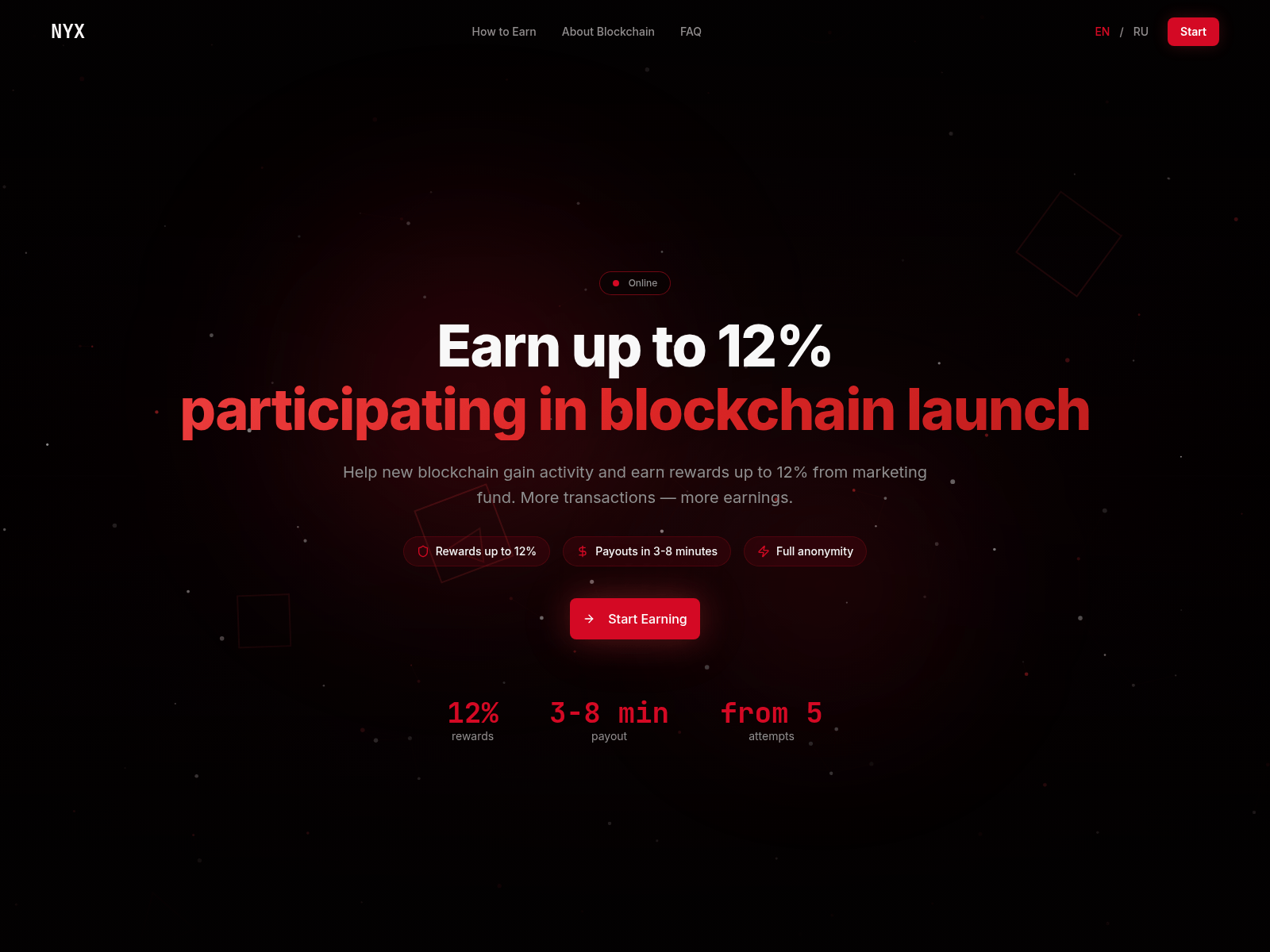 Screenshot of nyx-blockchain.pro