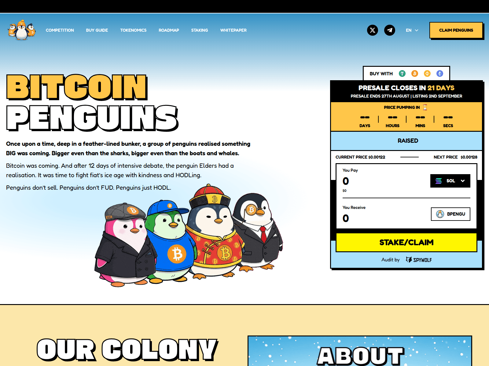 Screenshot of bitcoinpenguin-claim.pages.dev