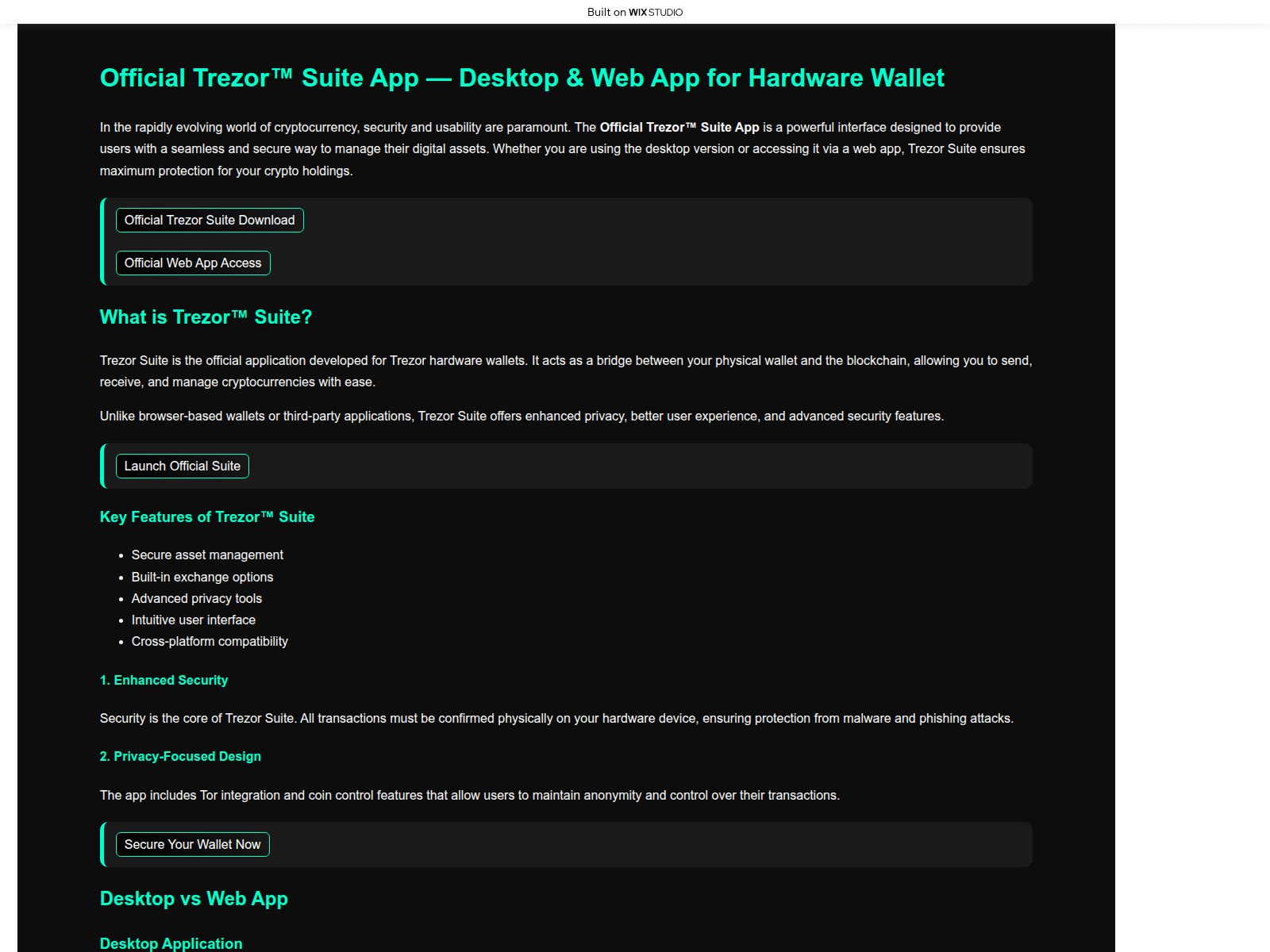Screenshot of appsuites-trezro.wixstudio.com